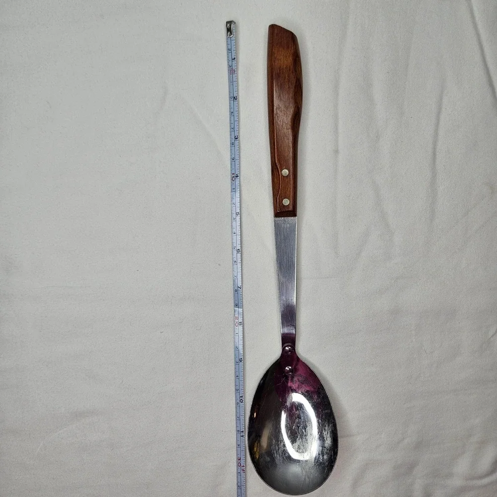 Imperial Veri-Sharp‎ Vtg Serving Spoon Stainless Steel Wood Handle Made in USA